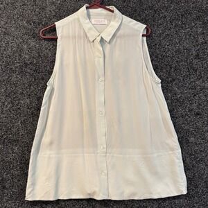 EVERLANE Sleeveless Silk Button Up Shirt Pale Blue‎ Womens Size Medium